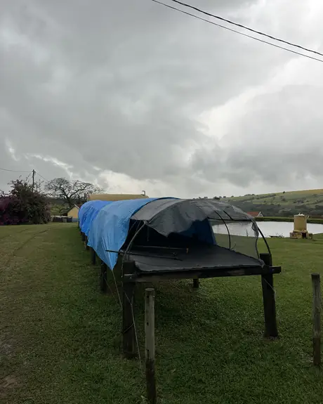 Raised drying beds at the farm
