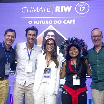 The Future of Coffee panel on stage at Rio Innovation Week